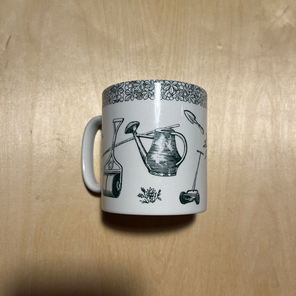 GARDENING by Spode Mug 3.5" tall 10 ounces cottagecore cottage made in England